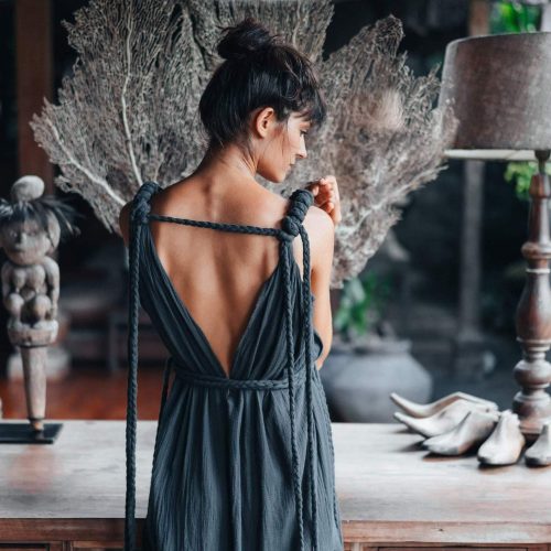 Navy Adjustable Multi Dress Greek Goddess Summer Organic