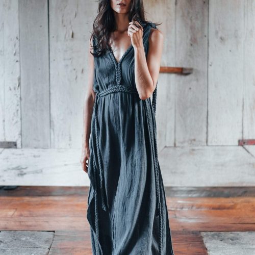 Navy Adjustable Multi Dress Greek Goddess Summer Organic