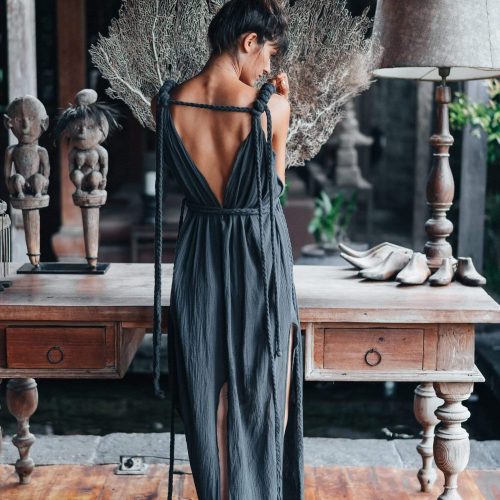 Navy Adjustable Multi Dress Greek Goddess Summer Organic