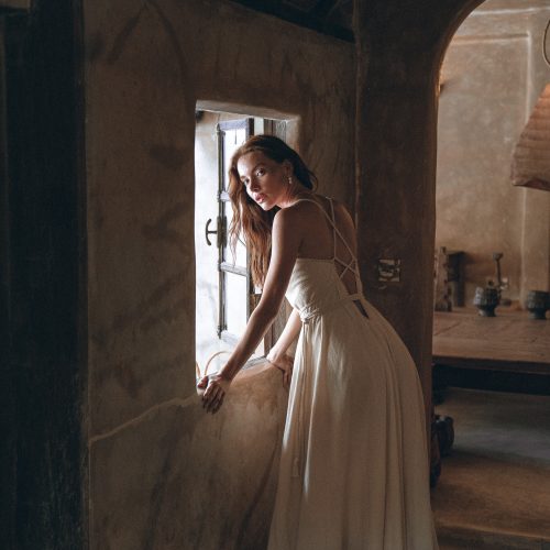 Bridal Goddess Dress Grecian Wedding Off White Hand