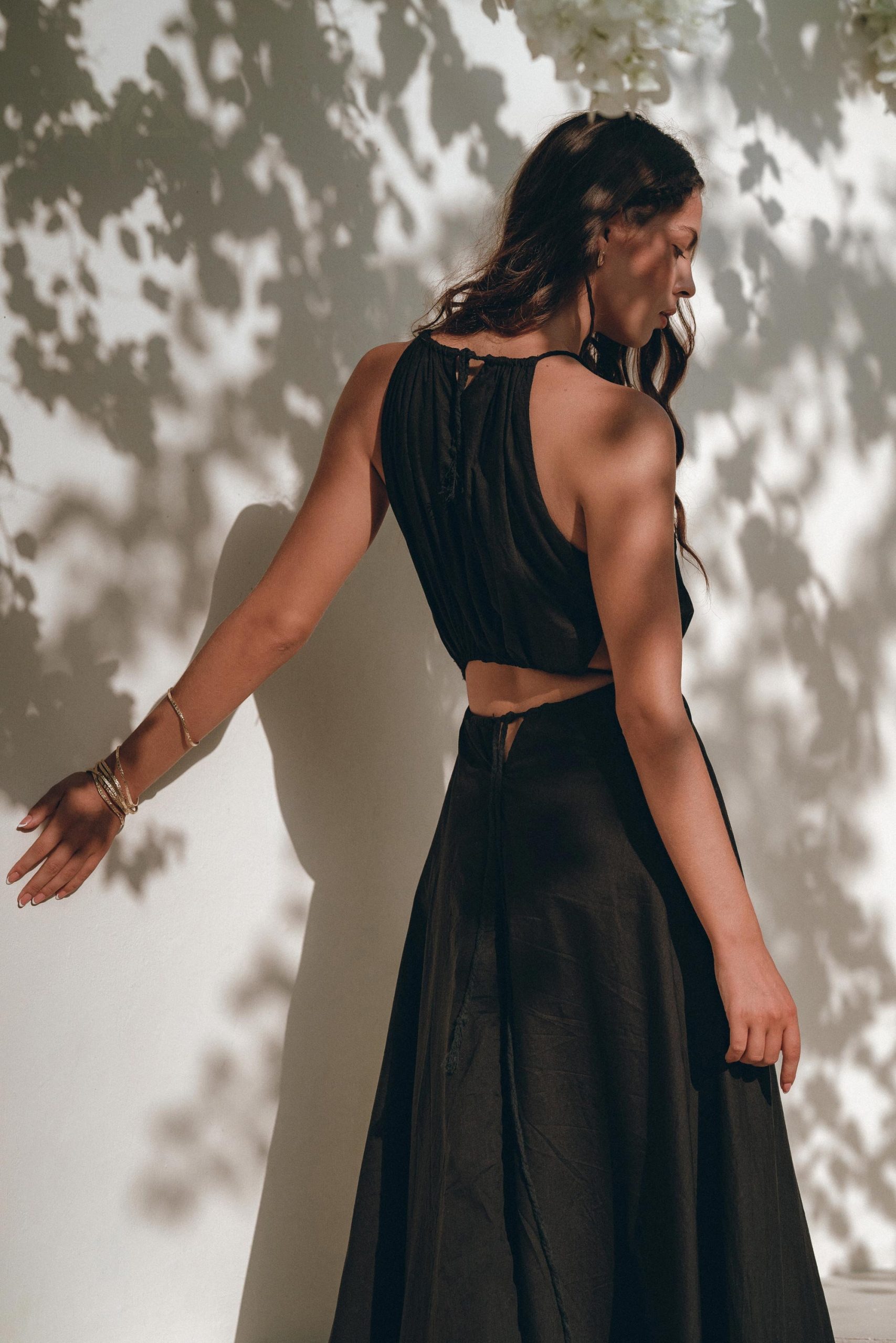 Black Greek Goddess Dress Evening Fairy Tale Bohemian