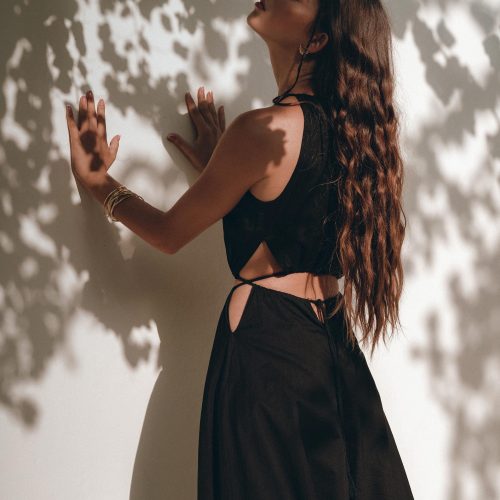 Black Greek Goddess Dress Evening Fairy Tale Bohemian