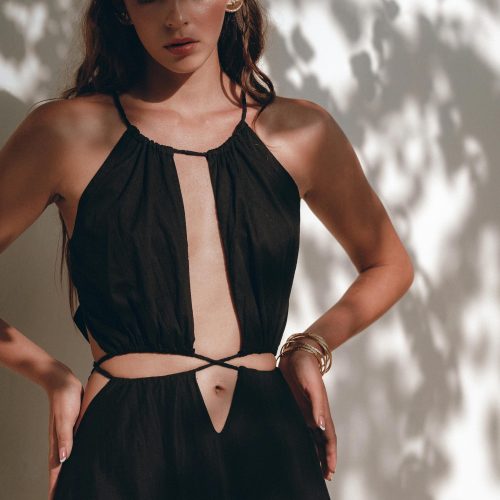 Black Greek Goddess Dress Evening Fairy Tale Bohemian