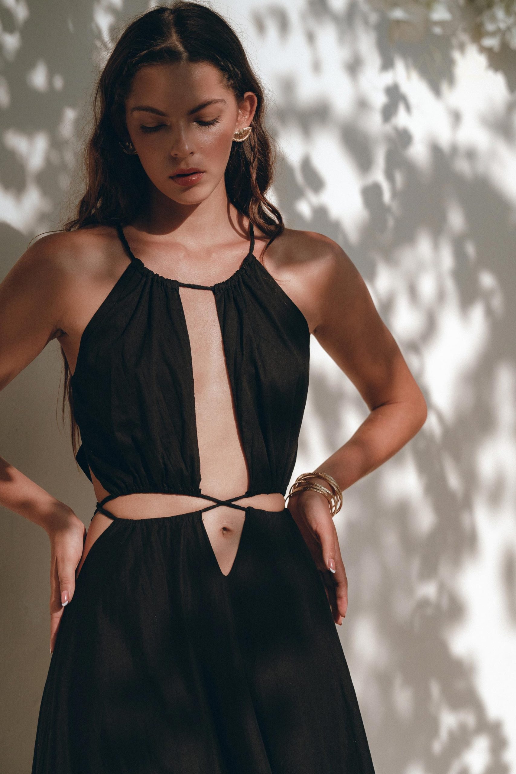 Black Greek Goddess Dress Evening Fairy Tale Bohemian