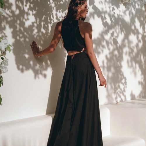Black Greek Goddess Dress Evening Fairy Tale Bohemian