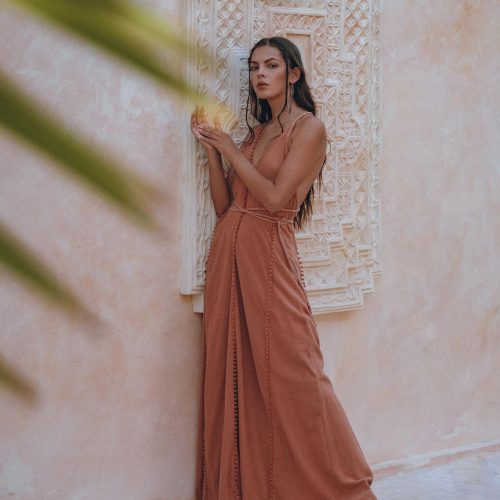 Boho Bridesmaid Dress Goddess Dusty Pink Open Back