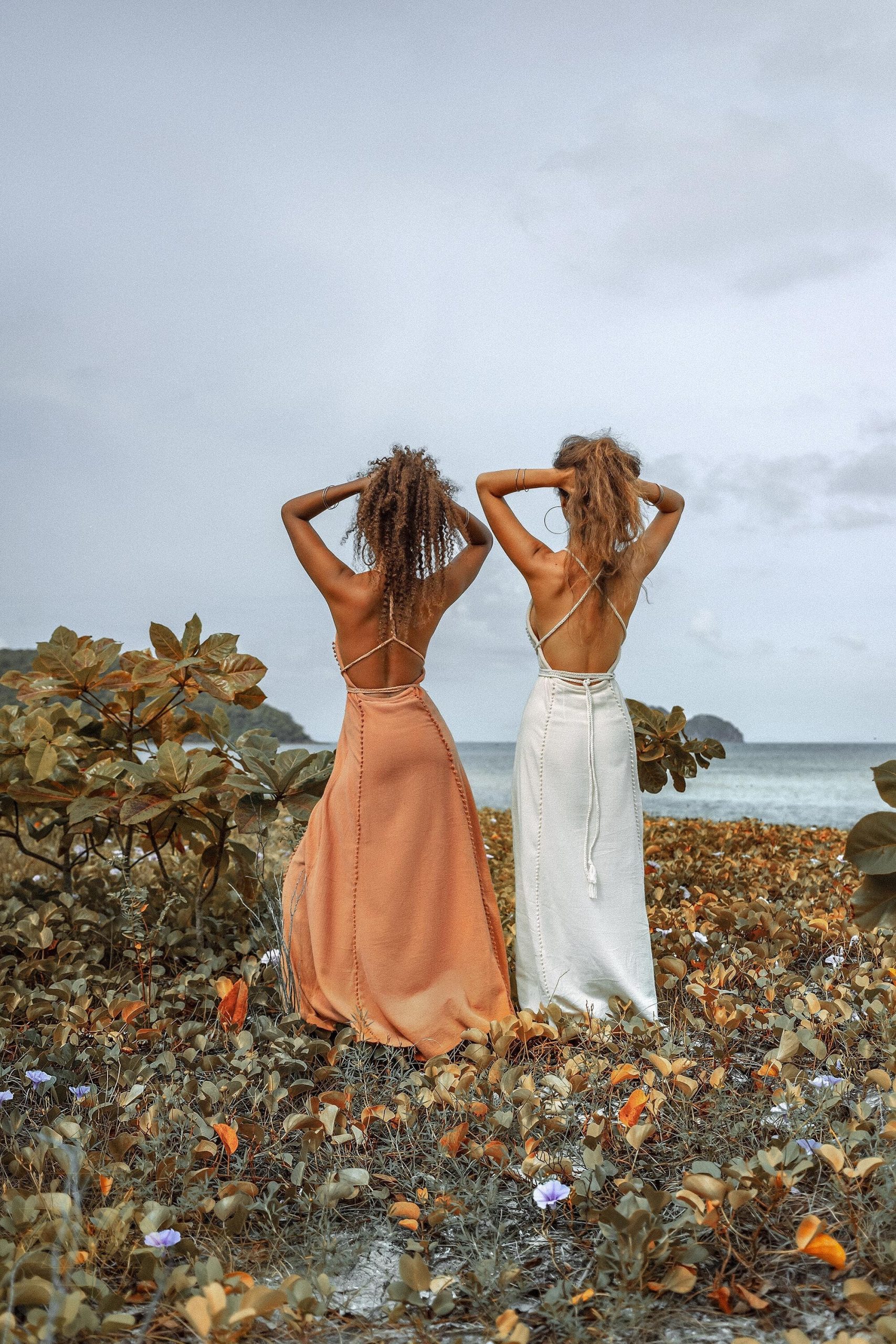 Boho Bridesmaid Dress Goddess Dusty Pink Open Back