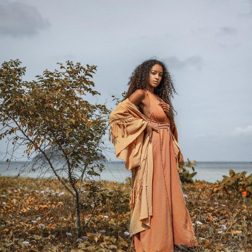 Boho Bridesmaid Dress Goddess Dusty Pink Open Back