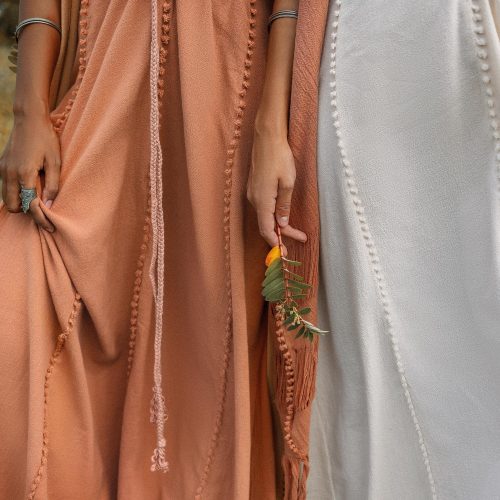 Boho Bridesmaid Dress Goddess Dusty Pink Open Back