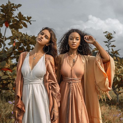 Boho Bridesmaid Dress Goddess Dusty Pink Open Back