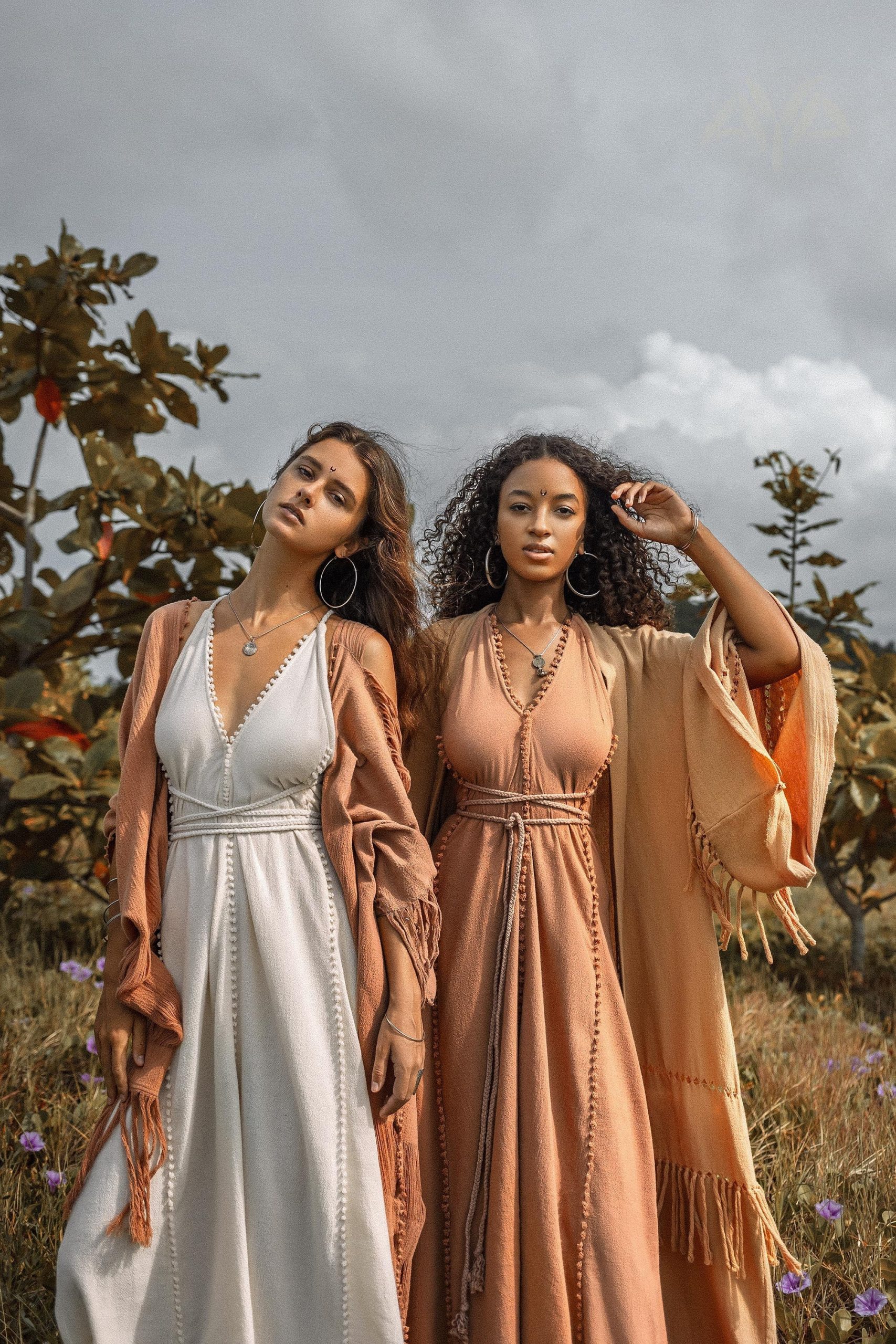 Boho Bridesmaid Dress Goddess Dusty Pink Open Back