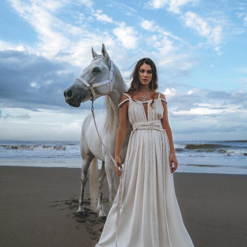 Greek Goddess Wedding Dress Boho Bridal Maxi Gown