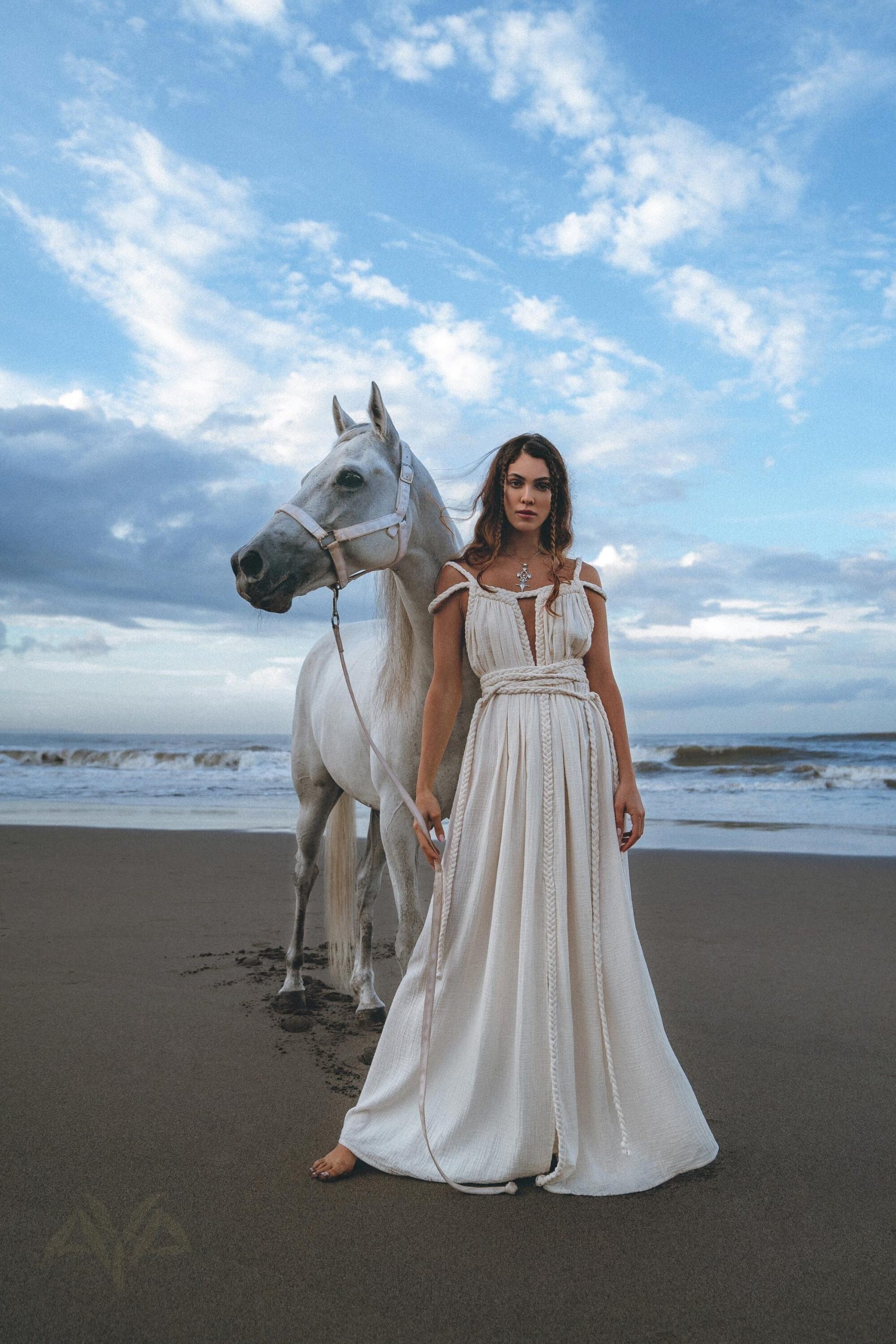 Greek Goddess Wedding Dress Boho Bridal Maxi Gown