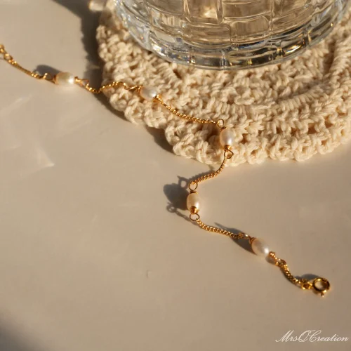 18k Gold Plated Pearl Bracelet Freshwater Dainty Minimalist