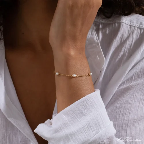 18k Gold Plated Pearl Bracelet Freshwater Dainty Minimalist