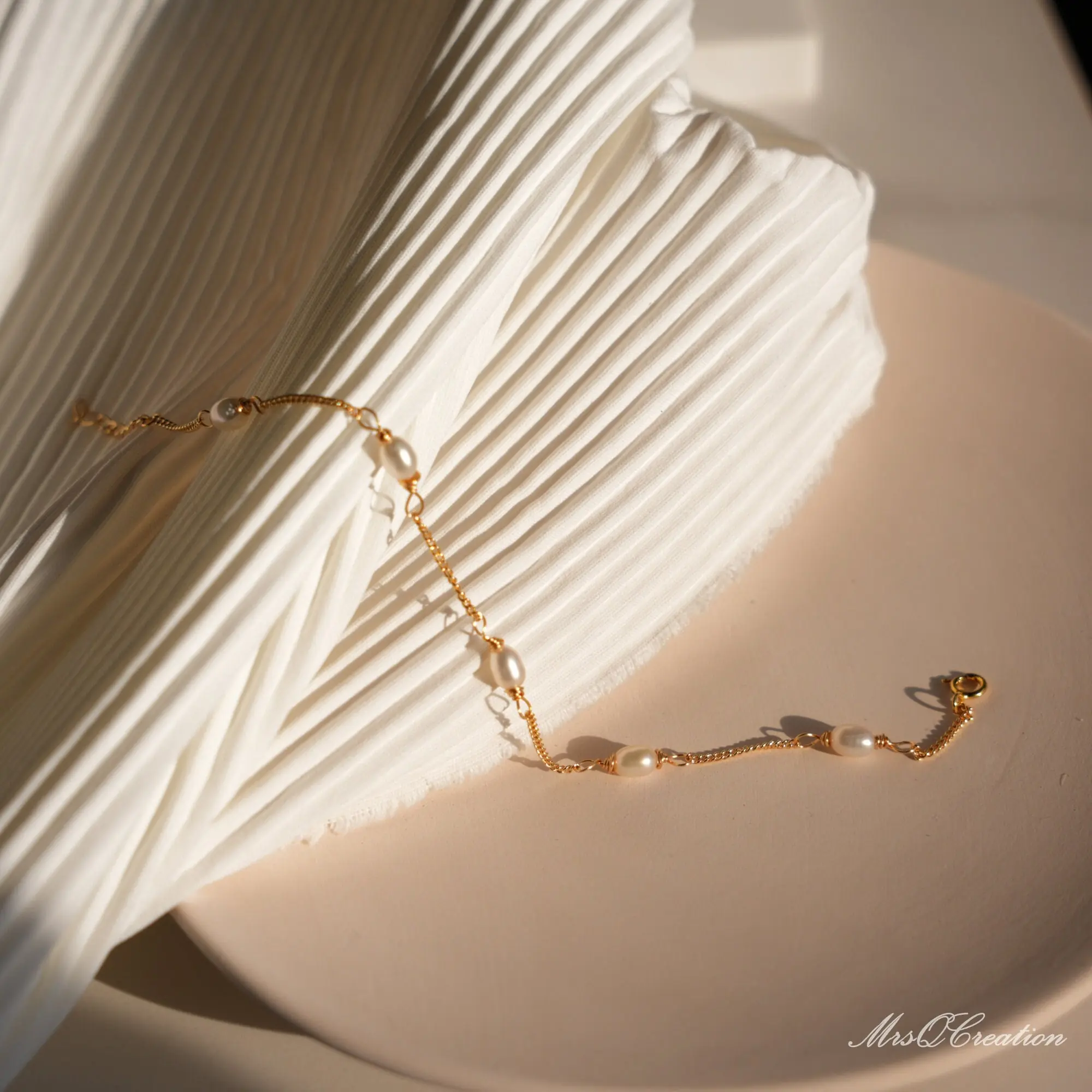 18k Gold Plated Pearl Bracelet Freshwater Dainty Minimalist