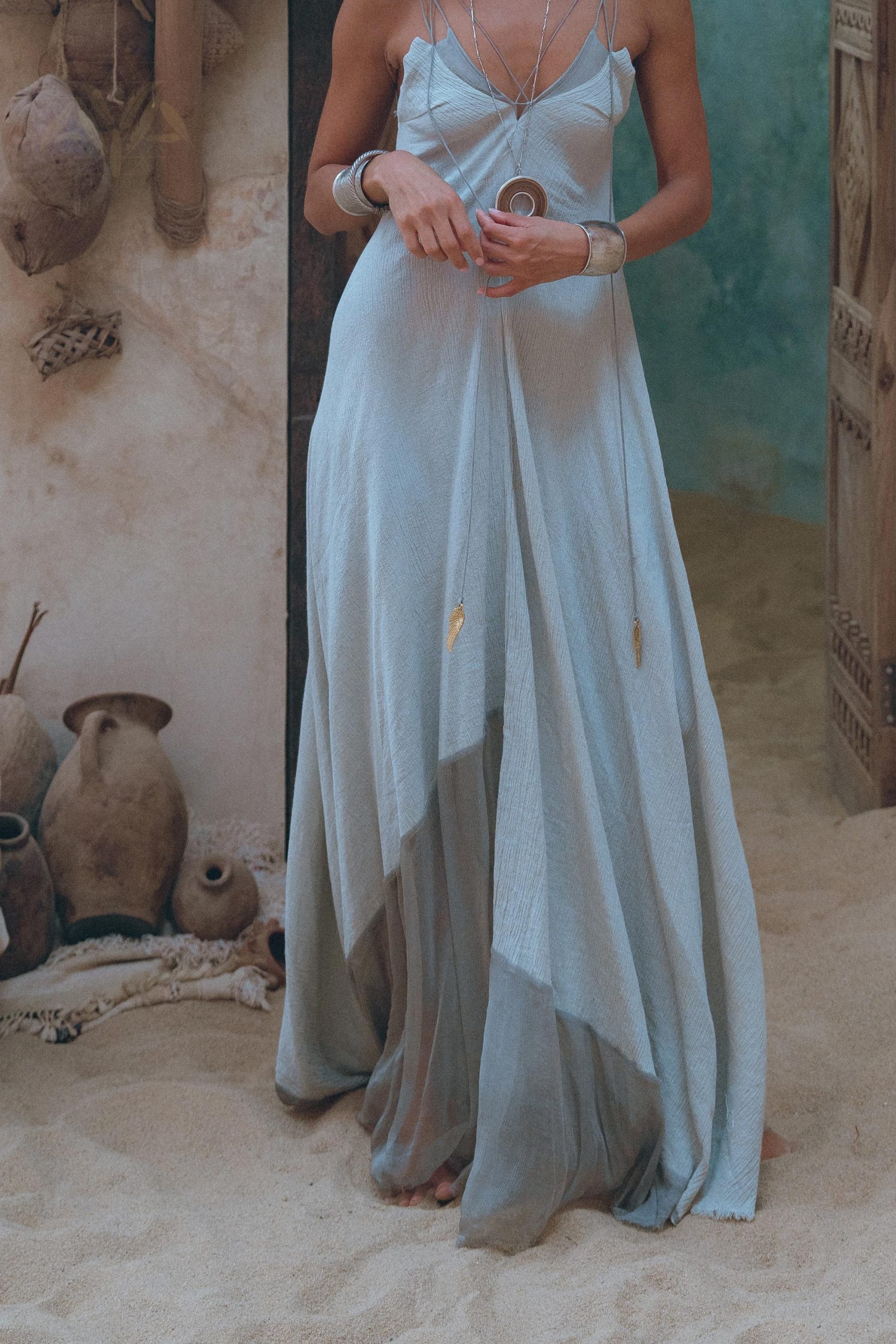 Powder Blue Padma Dress Goddess Organic Dresses For