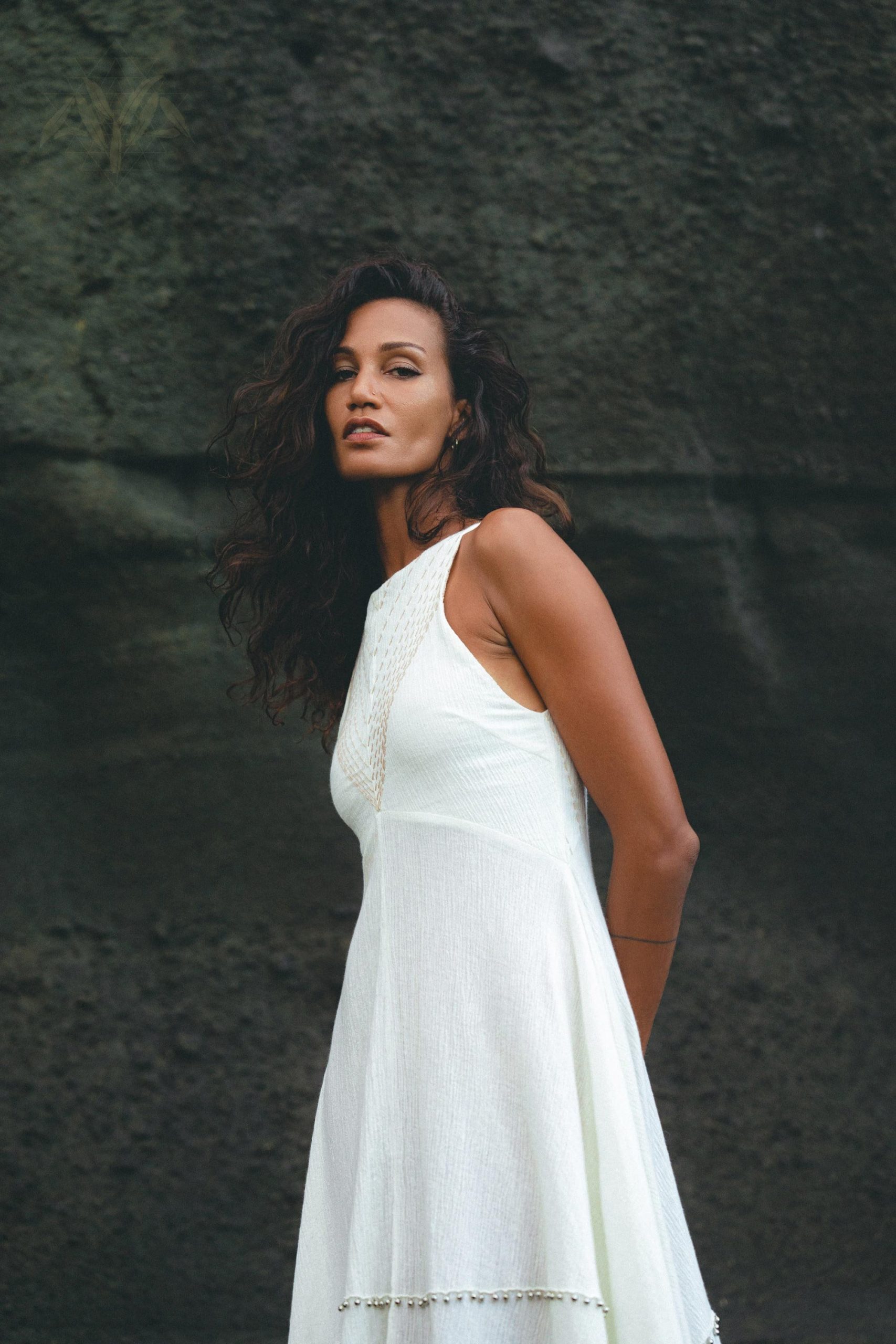 Off White Bhakti Dress Bridal Hand Embroidered Organic