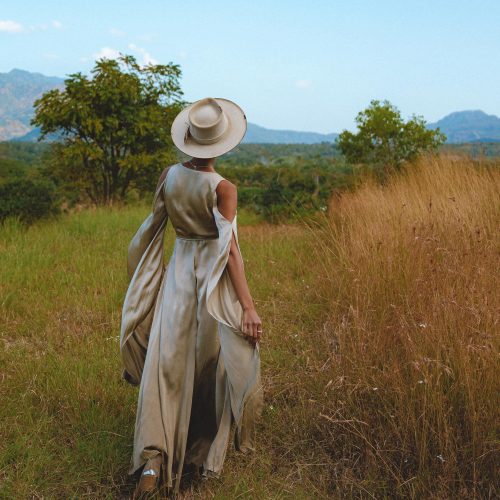 Matangi Organic Silk Gown Sage Gradation Goddess Dress