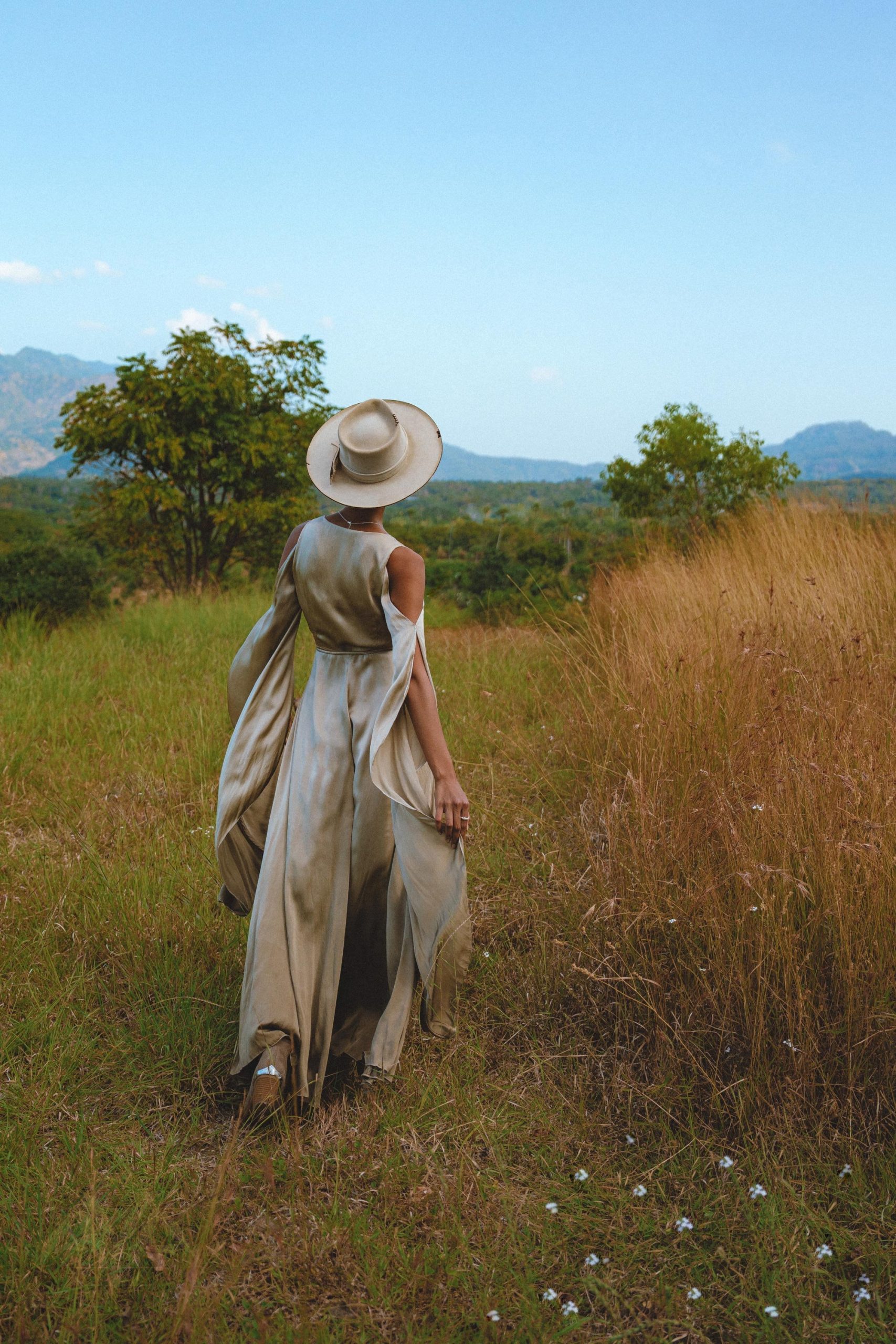 Matangi Organic Silk Gown Sage Gradation Goddess Dress