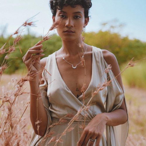 Matangi Organic Silk Gown Sage Gradation Goddess Dress