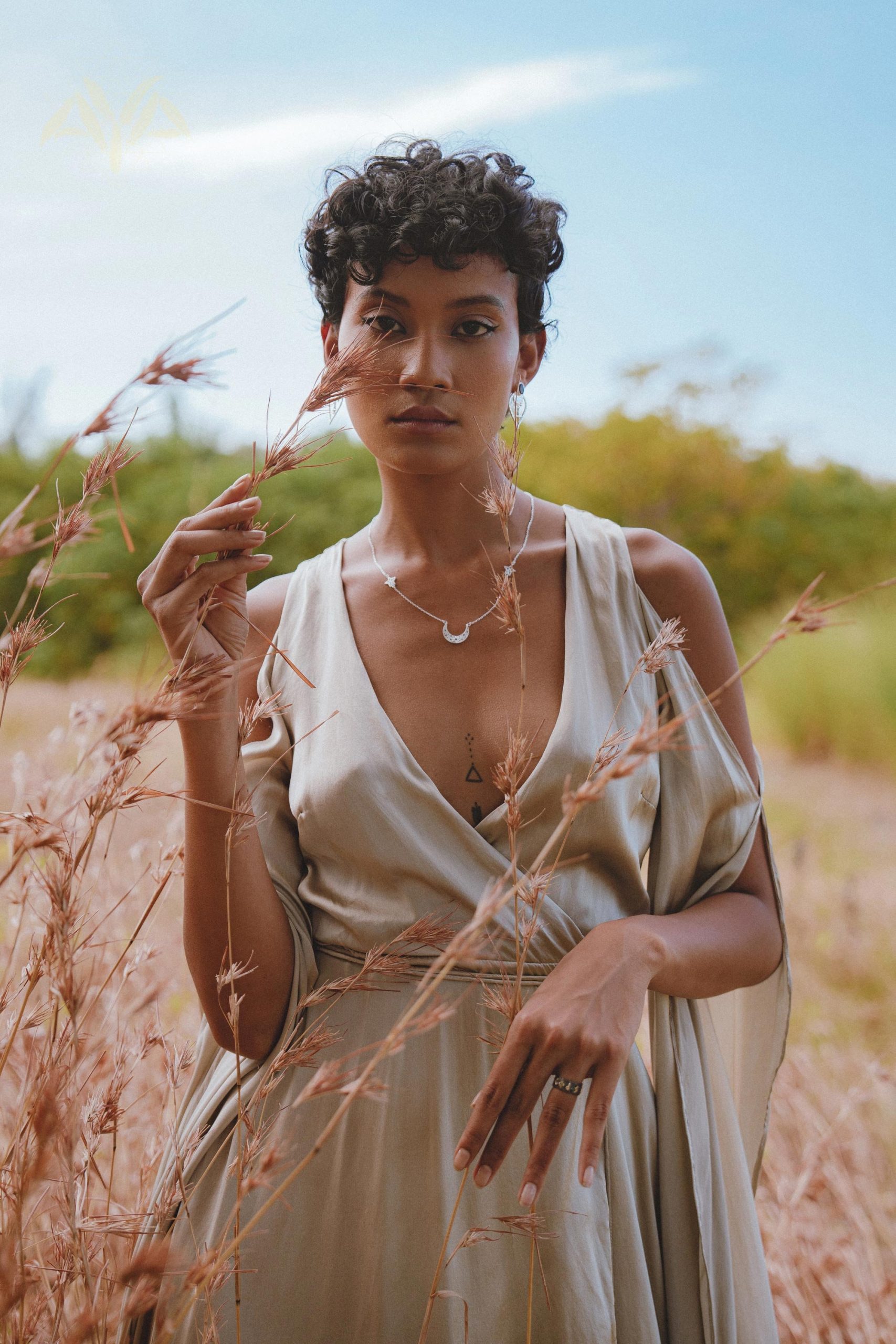 Matangi Organic Silk Gown Sage Gradation Goddess Dress