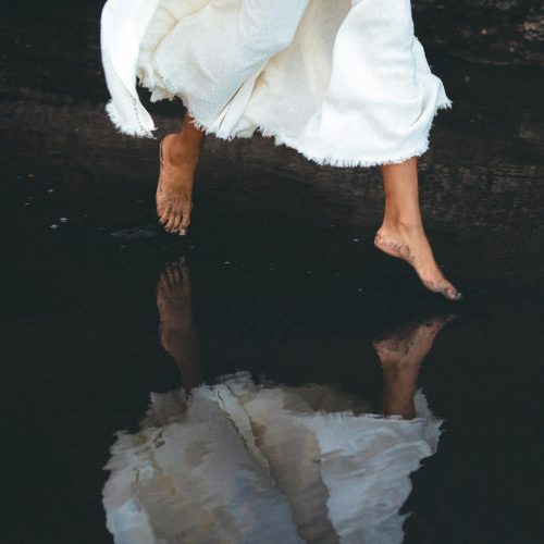 Off White Bhakti Dress Bridal Hand Embroidered Organic