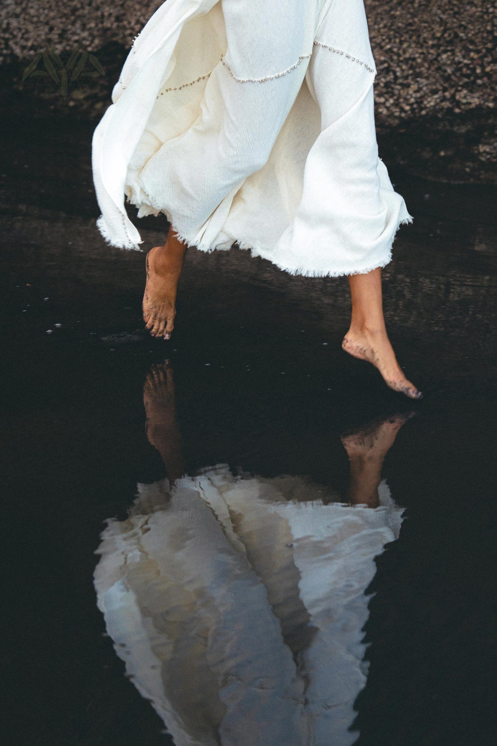 Off White Bhakti Dress Bridal Hand Embroidered Organic