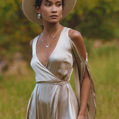 Matangi Organic Silk Gown Sage Gradation Goddess Dress