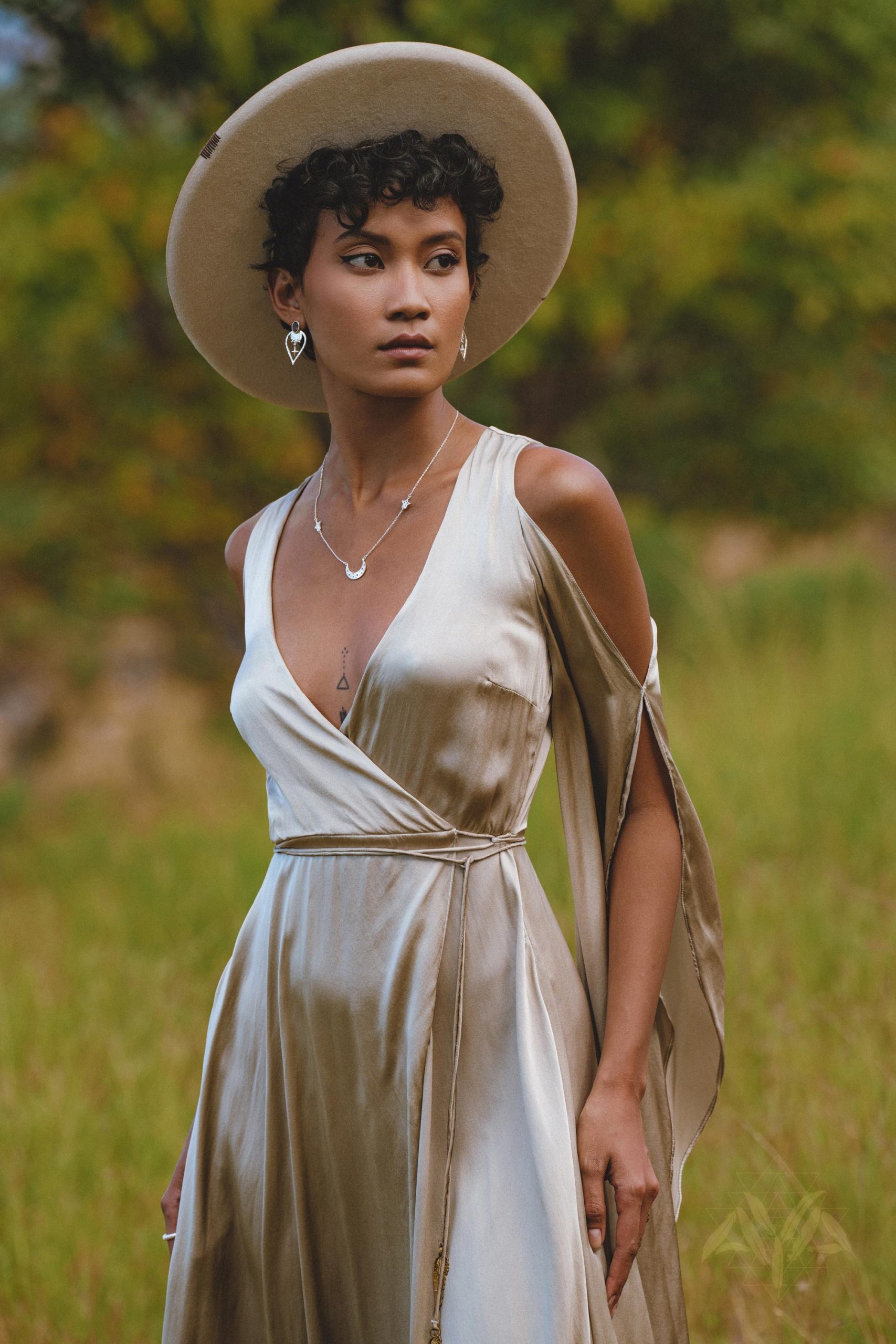 Matangi Organic Silk Gown Sage Gradation Goddess Dress