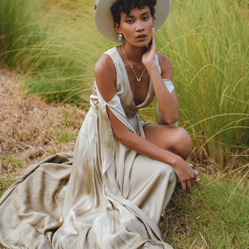 Matangi Organic Silk Gown Sage Gradation Goddess Dress