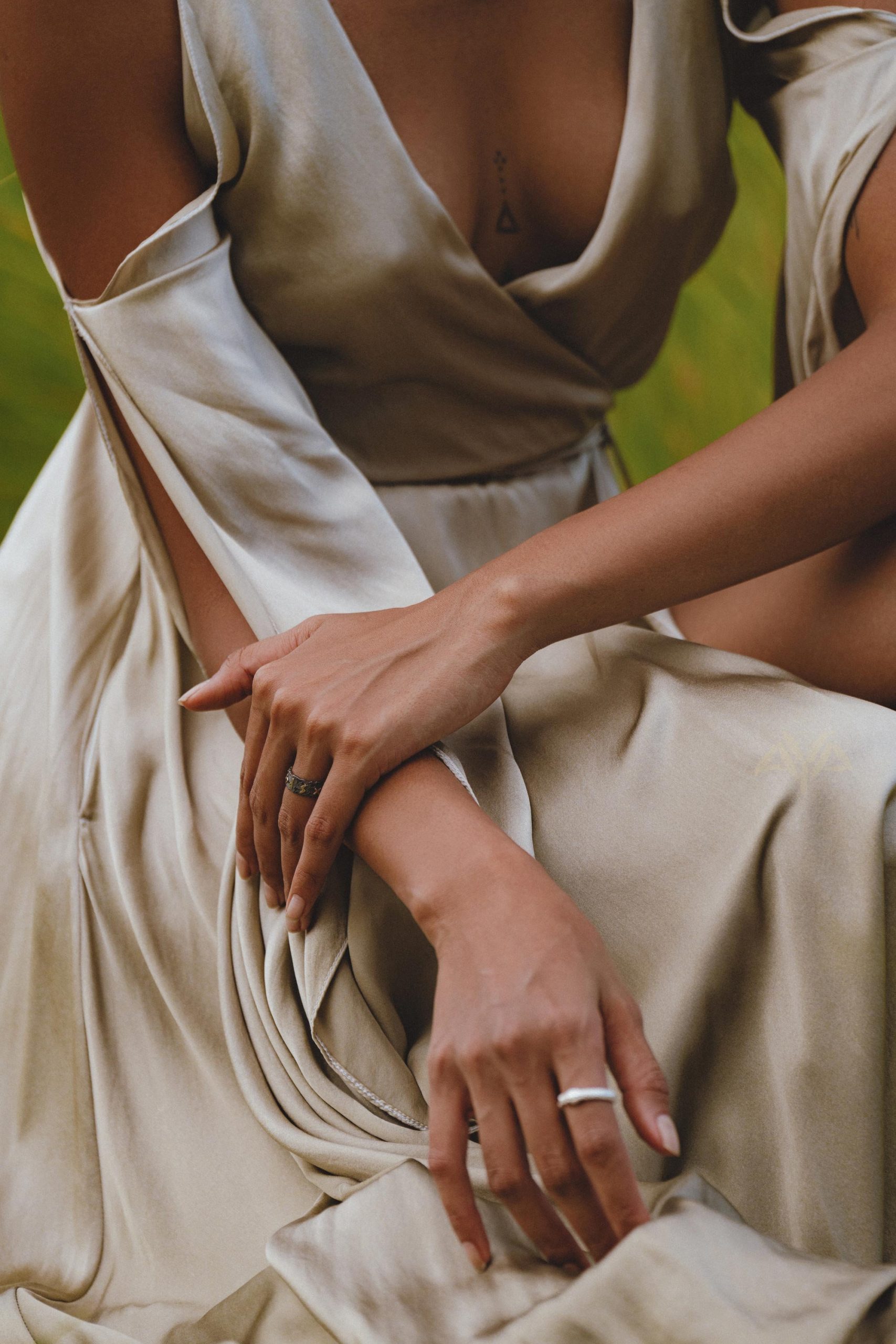 Matangi Organic Silk Gown Sage Gradation Goddess Dress