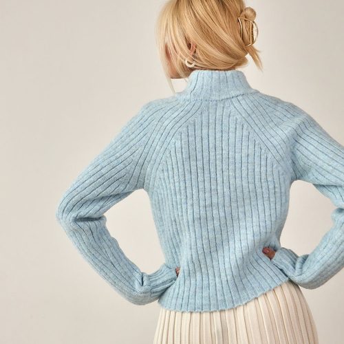 Mohair Turtleneck Sweater Merino Wool Cropped Gift For