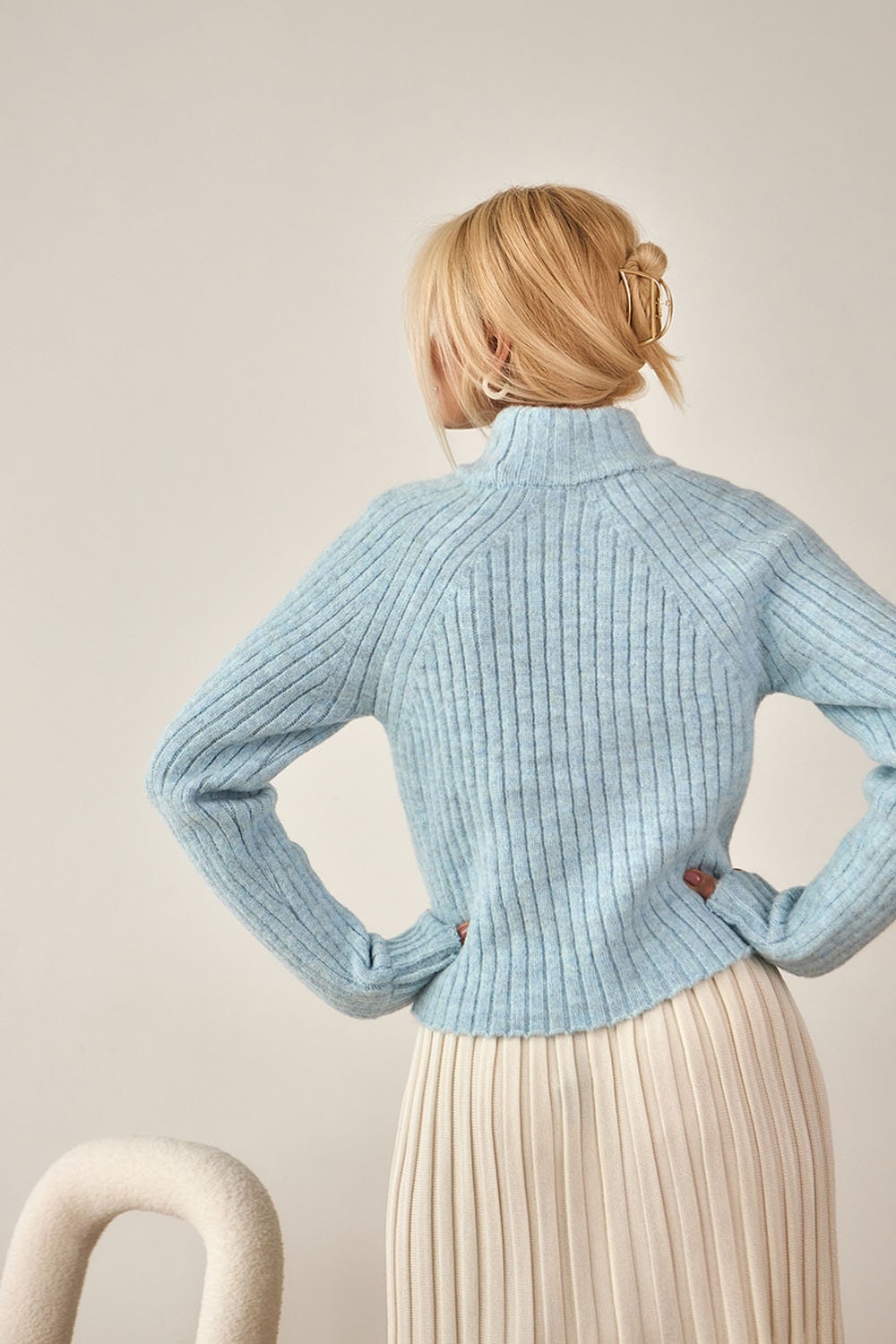 Mohair Turtleneck Sweater Merino Wool Cropped Gift For