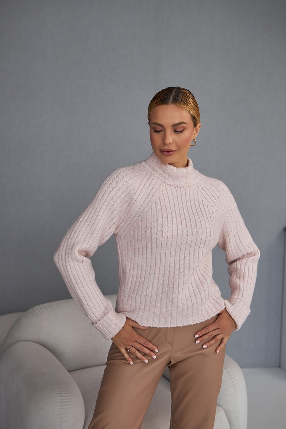 Mohair Turtleneck Sweater Merino Wool Cropped Gift For