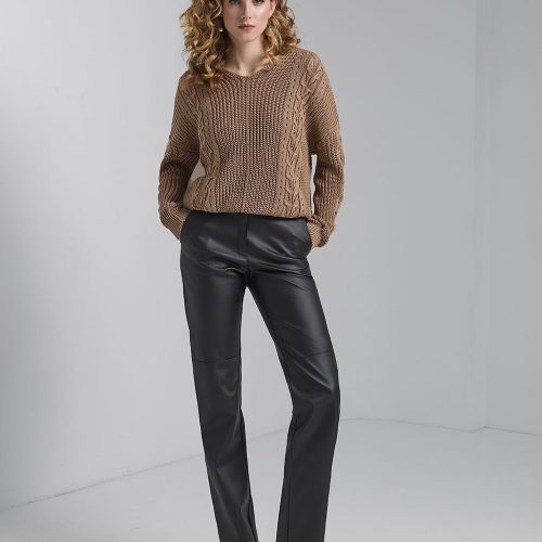 Cable Knit Sweater Cotton Top Pullover With Openwork