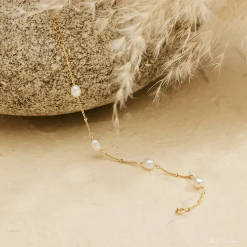 Dainty Pearl Bracelet Real Freshwater Gold Plated Bridesmaid