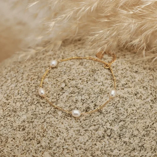 Dainty Pearl Bracelet Real Freshwater Gold Plated Bridesmaid