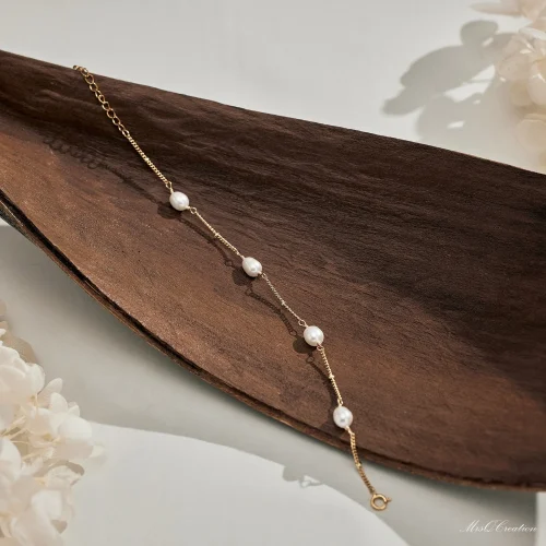 Dainty Pearl Bracelet Real Freshwater Gold Plated Bridesmaid