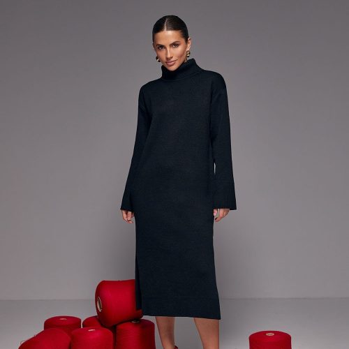 Wool Maxi Sweater Dress Knitted Long Winter Oversized