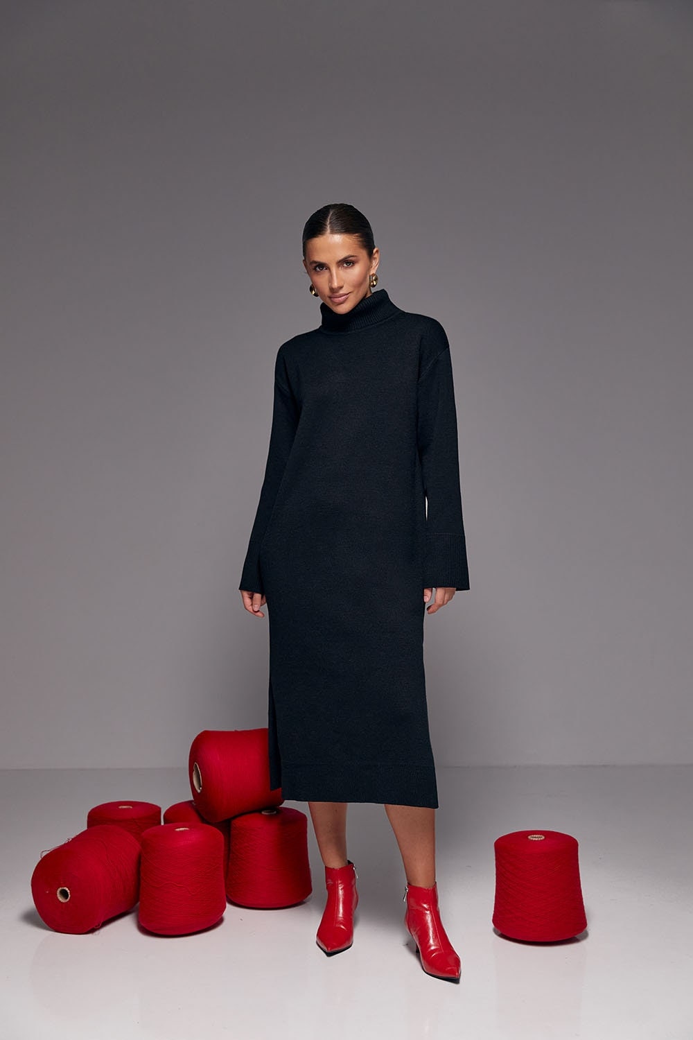 Wool Maxi Sweater Dress Knitted Long Winter Oversized