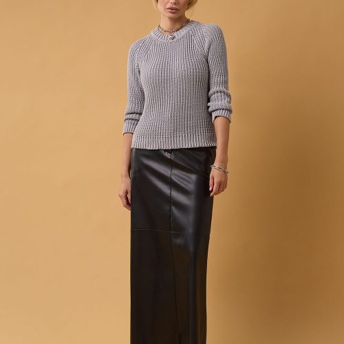 Sweater Women Casual Ribbed Cuff Crew Neck Knit