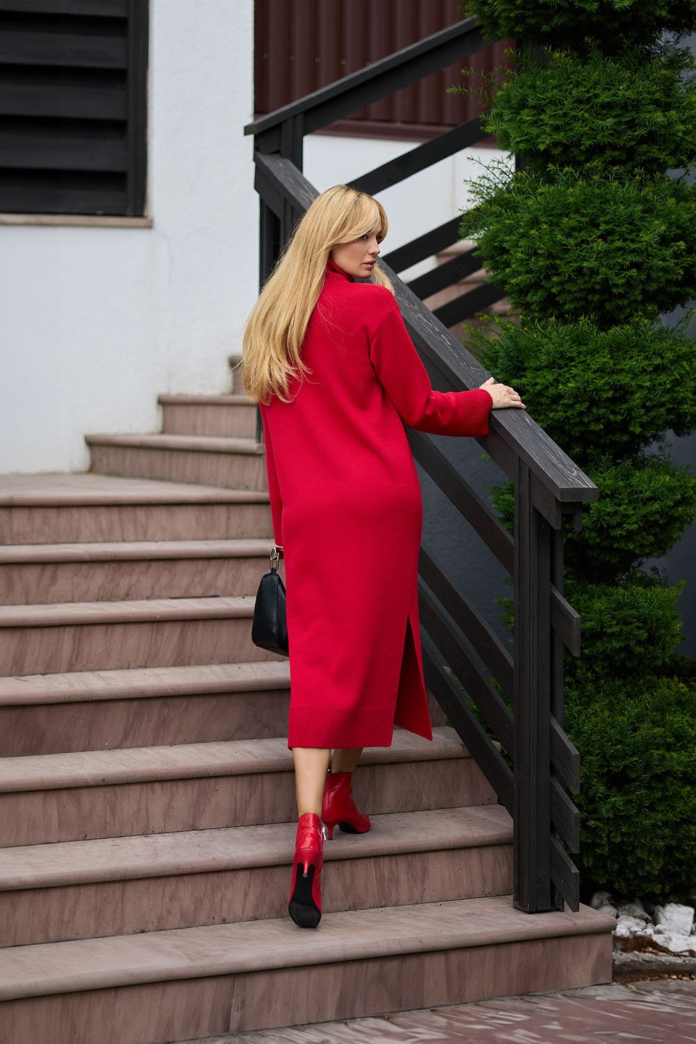 Wool Maxi Sweater Dress Knitted Long Winter Oversized