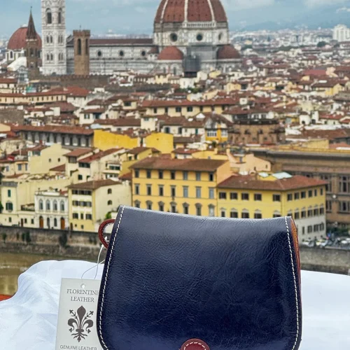 Italian Navy Handmade Leather Saddle Crossbody