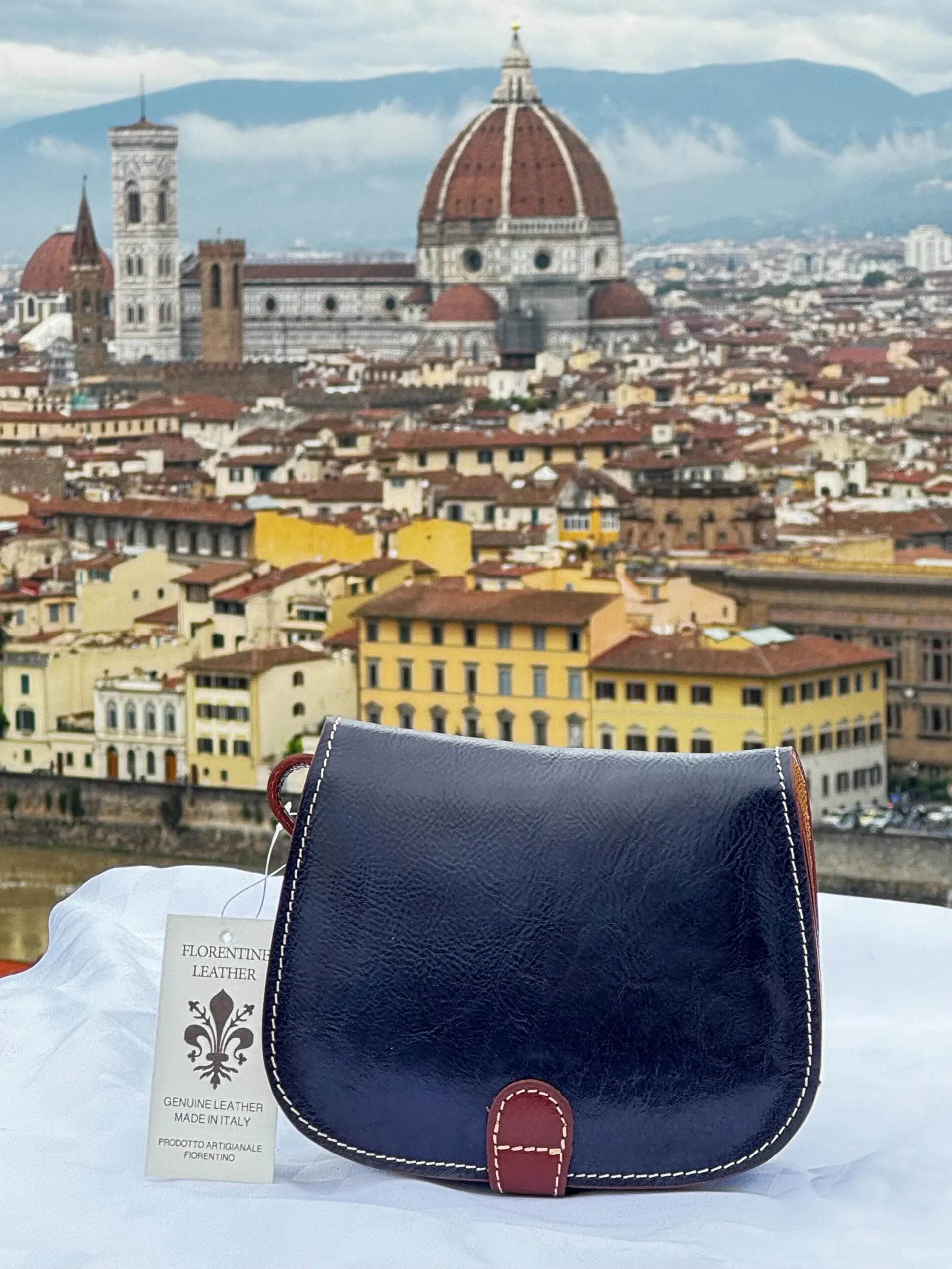 Italian Navy Handmade Leather Saddle Crossbody