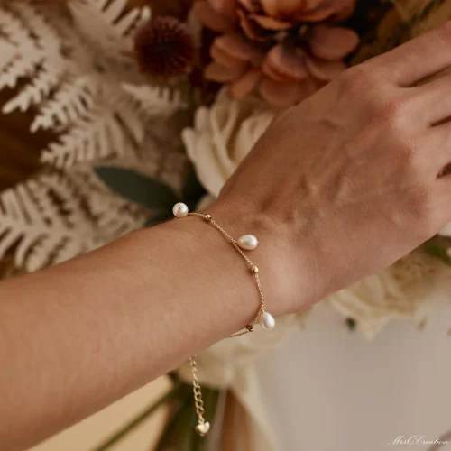 Dainty Bead Pearl Bracelet Real Freshwater Drop Beads
