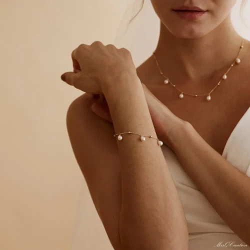 Dainty Bead Pearl Bracelet Real Freshwater Drop Beads