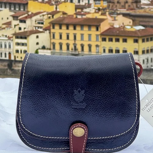 Italian Navy Handmade Leather Saddle Crossbody
