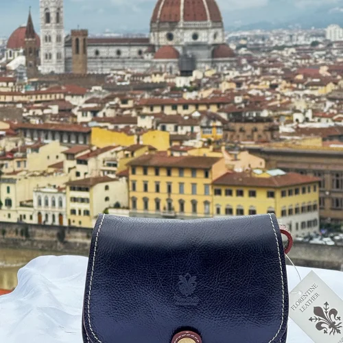 Italian Navy Handmade Leather Saddle Crossbody
