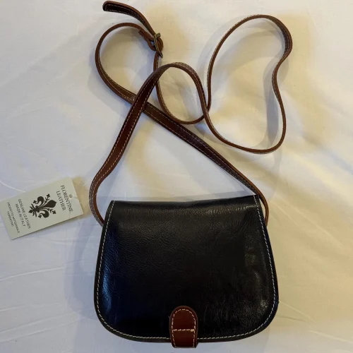 Italian Navy Handmade Leather Saddle Crossbody